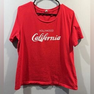 Hollywood California Red Cotton Graphic Tee